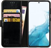 Rosso Element Book Case Wallet Hoesje Geschikt voor Samsung Galaxy S22 | Portemonnee | 3 Pasjes | Magneetsluiting | Stand Functie | Zwart