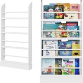 Mobiele Muur Boekenkast Voor Kinderen, Boekenplank Voor Muur Boekenkast, 4 Planken In Wit Hout, 60X12X108.5 Cm