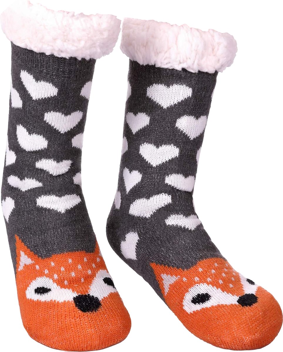 JOMIX Winter Huttensokken Dames Antislip Sokken Zachte Pluche Stoppersokken Kerstrentier Knuffelsokken voor Thuis Maat 36-42, MD7418, Roze