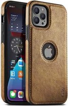 Backcase Lederen Hoesje iPhone 12 Pro Max Bruin - Telefoonhoesje - Smartphonehoesje - Zonder Screen Protector