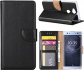 LuxeBass Telefoon Wallet Bookcase voor Sony Xperia XA2 Ultra - Portemonnee telefoonhoesje voor Bankpassen - Kunstleer - Siliconen Houder - Magnetische sluiten- Zwart - telefoonhoes