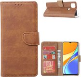 LuxeBass Hoesje geschikt voor Xiaomi Redmi 9C - Bookcase Bruin - portemonnee hoesje - telefoonhoes - gsm hoes - telefoonhoesjes