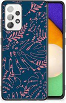 Silicone Back Cover Geschikt voor Samsung Galaxy A52 | A52s (5G/4G) Telefoonhoesje met Zwarte rand Palm Leaves