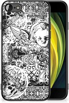 Silicone Back Case iPhone 7/8/SE 2020/2022 Telefoon Hoesje met Zwarte rand Skulls Angel