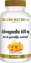 Golden Naturals Ashwagandha 600 mg (60 vegetarische capsules)