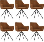 Decoways - Eetkamerstoelen 6 stuks fluweel bruin