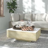 Decoways - Salontafel 85x55x31 cm spaanplaat wit en sonoma eikenkleurig