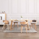 Decoways - Eetkamerstoelen 4 stuks gebogen hout en stof taupe