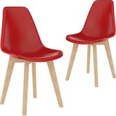 Decoways - Eetkamerstoelen 2 stuks kunststof rood