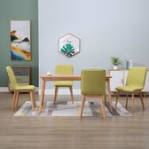 Decoways - Eetkamerstoelen 4 st stof en massief eikenhout groen