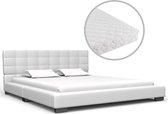 Decoways - Bed met matras kunstleer wit 140x200 cm