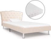 Decoways - Bed met matras stof beige 90x200 cm