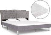 Decoways - Bed met matras stof lichtgrijs 180x200 cm