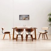 Decoways - Eetkamerstoelen 6 stuks gebogen hout en kunstleer crème