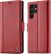 Classic Book Case - Samsung Galaxy S22 Ultra Hoesje - Rood