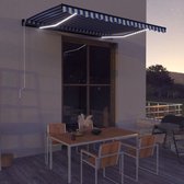 vidaXL Luifel handmatig uittrekbaar met LED 400x300 cm blauw en wit