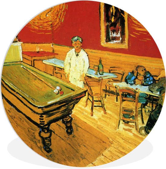 WallCircle - Wandcirkel ⌀ 90 - Het nachtcafé - Schilderij van Vincent van Gogh - Ronde schilderijen woonkamer - Wandbord rond - Muurdecoratie cirkel - Kamer decoratie binnen - Wanddecoratie muurcirkel - Woonaccessoires