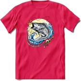 Vissen T-Shirt | Grappig Verjaardag Vis Hobby Cadeau Shirt | Dames - Heren - Unisex | Tshirt Hengelsport Kleding Kado - Roze - S