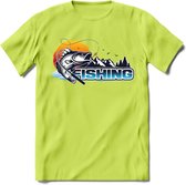 Fishing - Vissen T-Shirt | Grappig Verjaardag Vis Hobby Cadeau Shirt | Dames - Heren - Unisex | Tshirt Hengelsport Kleding Kado - Groen - 3XL