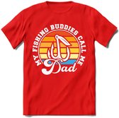 Fishing Dad - Vissen T-Shirt | Grappig Verjaardag Vis Hobby Cadeau Shirt | Dames - Heren - Unisex | Tshirt Hengelsport Kleding Kado - Rood - XL