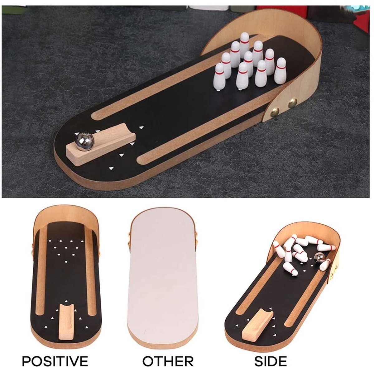 Desktop Bowling Mini Bowling Game Set met 10 pins Houten tafel Bowling