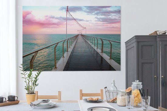 Tableau sur toile Coucher de soleil catalan au bord de la mer en Espagne - 180x120 cm - Décoration murale XXL