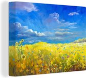 Tableau Toile Tournesol - Peinture - Nature - 40x30 cm - Décoration murale