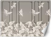 Trend24 - Behang - Kranen Tijdens De Vlucht - Vliesbehang - Fotobehang 3D - Behang Woonkamer - 450x315 cm - Incl. behanglijm