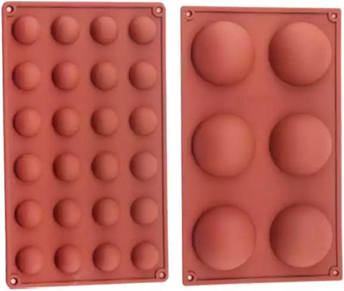 Siliconen Bakvormen Halve Bollen Cakevorm - Ronde Mallen Chocolade - 24 + 6 Vullingen - Diameter 7 + 2.8CM