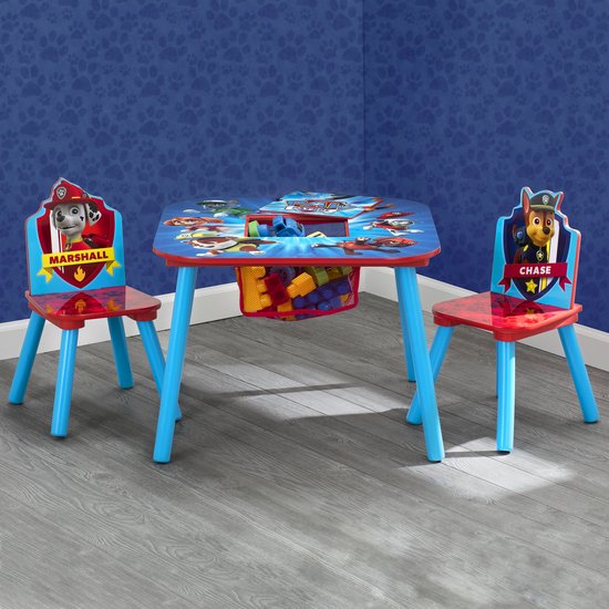 - Kindertafel met 2 Stoelen - Kinderkamer - Handig Opbergvak - Blauw/Rood | bol.com