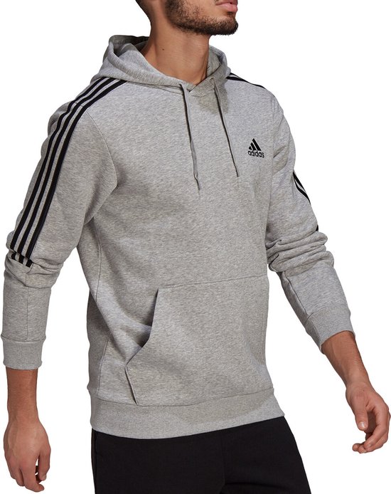Adidas - Essentials Fleece Cut 3-Stripes Hoodie - Grijze