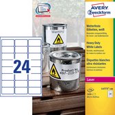 Avery-Zweckform L4773-100 Etiketten 63.5 x 33.9 mm Polyester folie Wit 2400 stuk(s) Permanent Universele etiketten, Wee