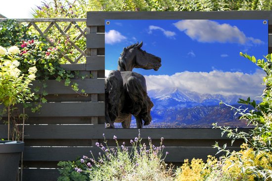 Tuinposter Briargate Mustangs in Colorado - 130x80 cm - Wanddecoratie Buiten - Tuinposter - Tuindoek - Schuttingposter - Tuinschilderij