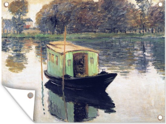Tuin decoratie De atelierboot - Schilderij van Claude Monet - 40x30 cm - Tuindoek - Buitenposter