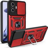 Xiaomi Mi 11T / 11T Pro Case Camera Slider et Kickstand Ring Rouge