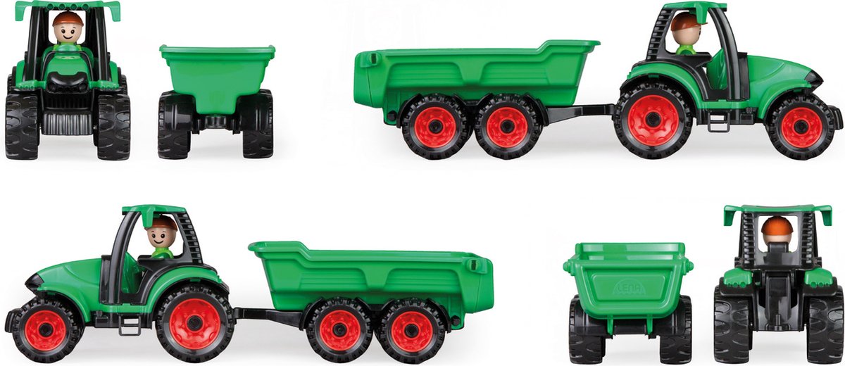 Lena 01625 – Tracteur Truckies Avec Remorque Et Figurine – 38 Cm – Dès 2 Ans – Jouet Agricole Robuste