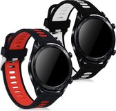 kwmobile 2x armband voor Huawei Watch GT 3 (46mm) - Bandjes voor fitnesstracker in zwart / rood / zwart / wit