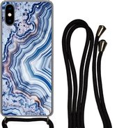 Coque avec cordon iPhone XS - Pierres naturelles - Abstrait - Chic - Siliconen - Bandoulière - Coque arrière avec cordon - Coque pour téléphone avec cordon - Coque avec corde