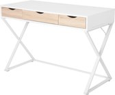 Kamyra® Bureau met Lades - Slaapkamer, Studeerkamer, Woonkamer - Werk, School, Make-up - Hout - 50x110x75 - Wit