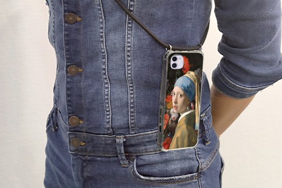 Coque avec cordon iPhone 11 - Peinture - Fleurs - Arc-en-ciel - Siliconen - Bandoulière - Coque arrière avec cordon - Coque pour téléphone avec cordon - Coque avec corde