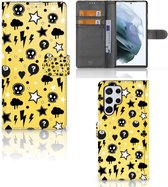 Wallet Book Case met Pasjeshouder Geschikt voor Samsung Galaxy S22 Ultra Hoesje Punk Yellow