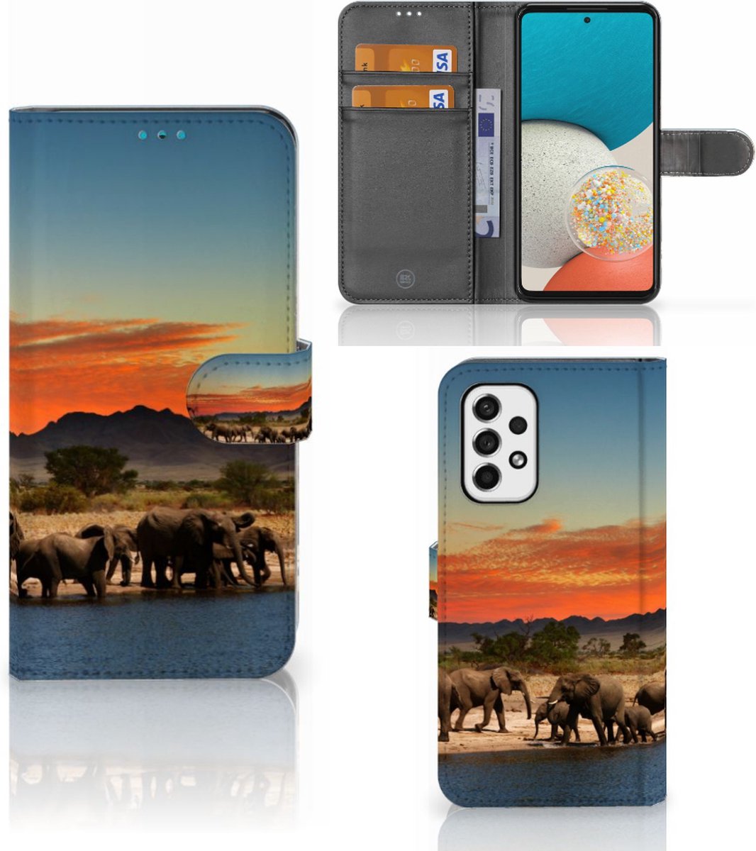 Samsung Galaxy A53 Telefoonhoesje met Pasjes Olifanten