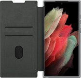 Nillkin Qin Pro Hoesje voor de Samsung Galaxy S22 Ultra - Book Case met Camera Slider - Ruimte voor Twee Pasjes Grijs