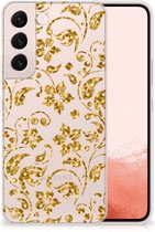 Telefoonhoesje Samsung Galaxy S22 Back Cover Siliconen Hoesje Gouden Bloemen