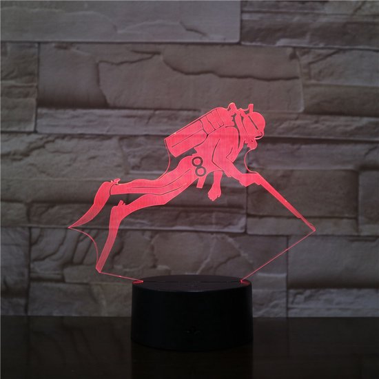 3D Led Lamp Met Gravering - RGB 7 Kleuren - Duiken