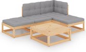 vidaXL 5-delige Loungeset met kussens massief grenenhout