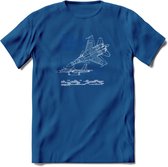 SU-35 Vliegtuig T-Shirt | Unisex leger Kleding | Dames - Heren Straaljager shirt | Army F16 | Grappig bouwpakket Cadeau | - Donker Blauw - XXL