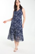 Cassis Dames Jurk in plissévoile met blad- en lettermotief - Jurk - Maat 42