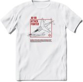 AV-8B Vliegtuig T-Shirt | Unisex leger Kleding | Dames - Heren Straaljager shirt | Army F16 | Grappig bouwpakket Cadeau | - Wit - L