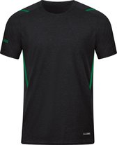 Jako Challenge T-Shirt Heren - Zwart Gemeleerd / Sportgroen